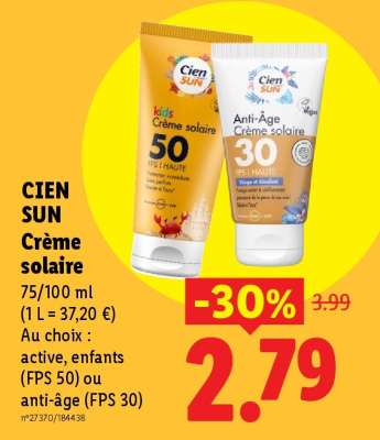 CIEN SUN Crème solaire
