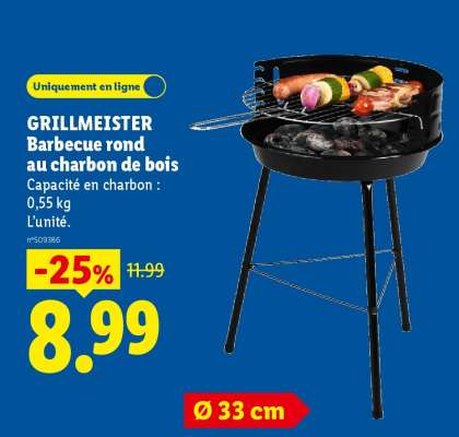 GRILLMEISTER Barbecue rond au charbon de bois