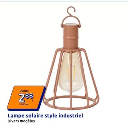 Lampe solaire style industriel
