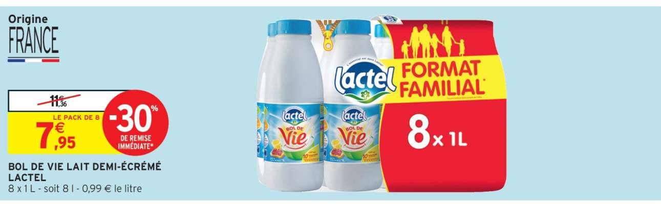 BOL DE VIE LAIT DEMI-ÉCRÉMÉ LACTEL