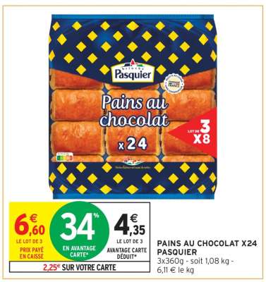 PAINS AU CHOCOLAT X24 PASQUIER