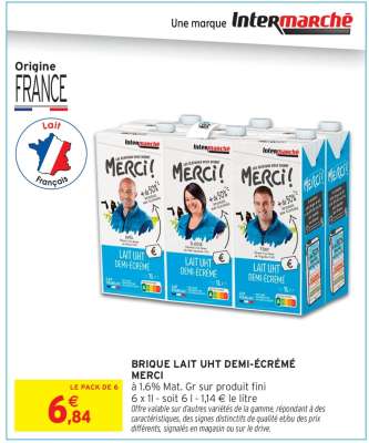 Brique Lait UHT Demi-Écrémé MERCI