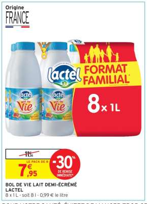 BOL DE VIE LAIT DEMI-ÉCRÉMÉ LACTEL