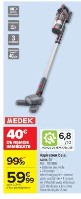 Aspirateur balai sans fil