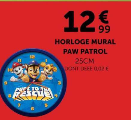 HORLOGE MURAL PAW PATROL