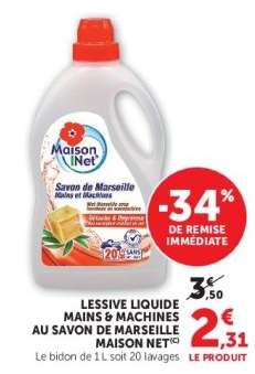 Lessive liquide mains & machines au savon de Marseille Maison Net
