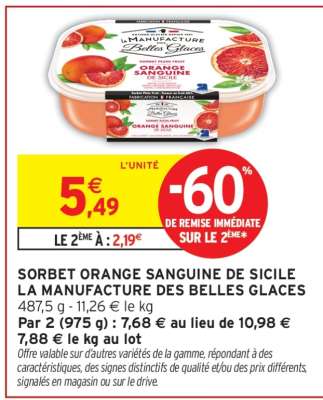 SORBET ORANGE SANGUINE DE SICILE LA MANUFACTURE DES BELLES GLACES