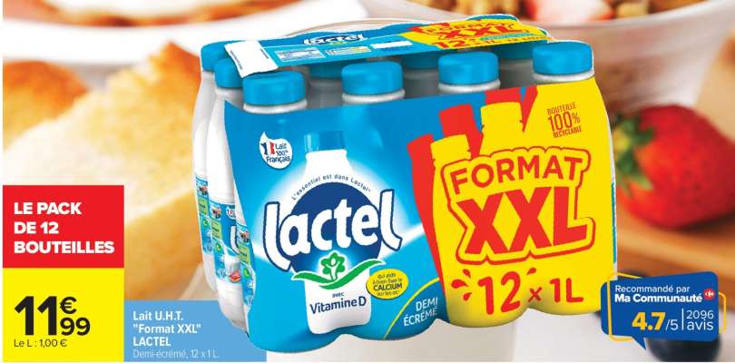 Lait U.H.T. "Format XXL" LACTEL