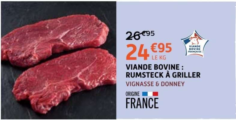 Viande bovine : rumsteck*** à griller
