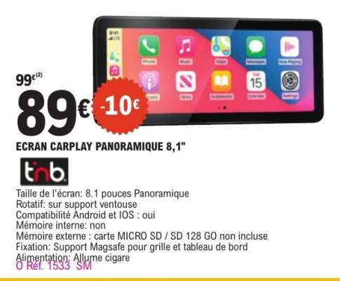 ECRAN CARPLAY PANORAMIQUE 8,1"