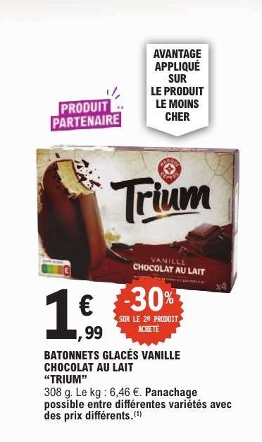 BATONNETS GLACÉS VANILLE CHOCOLAT AU LAIT “TRIUM”