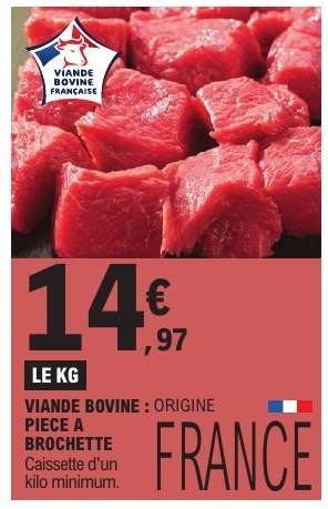 Viande bovine : pièce à brochette