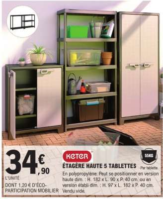 KETER ÉTAGÈRE HAUTE 5 TABLETTES
