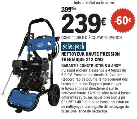 NETTOYEUR HAUTE PRESSION THERMIQUE 212 CM3