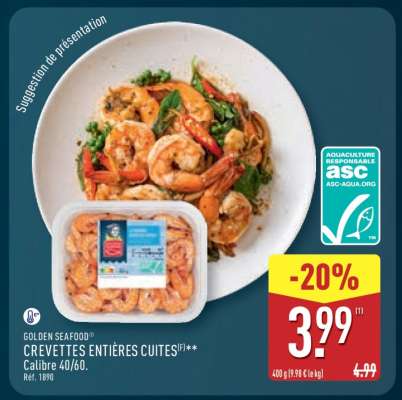 GOLDEN SEAFOOD CREVETTES ENTIÈRES CUITES
