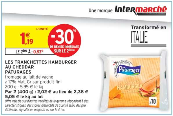 LES TRANCHETTES HAMBURGER AU CHEDDAR PÂTURAGES