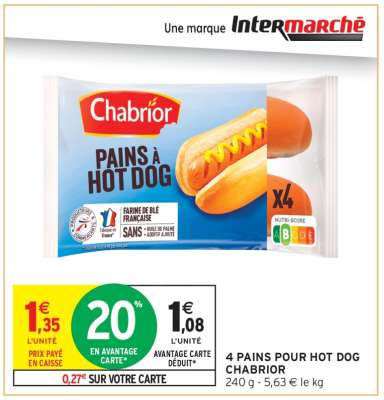 4 PAINS POUR HOT DOG CHABRIOR
