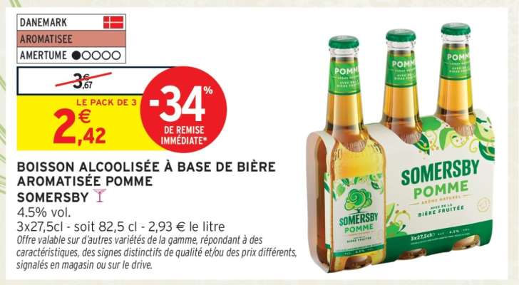 BOISSON ALCOOLISÉE À BASE DE BIÈRE AROMATISÉE POMME “SOMERSBY”