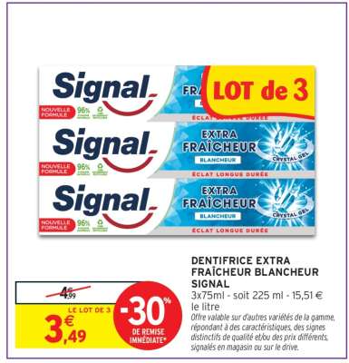 Dentifrice Extra Fraîcheur Blancheur Signal