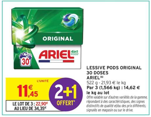 LESSIVE PODS ORIGINAL 30 DOSES ARIEL