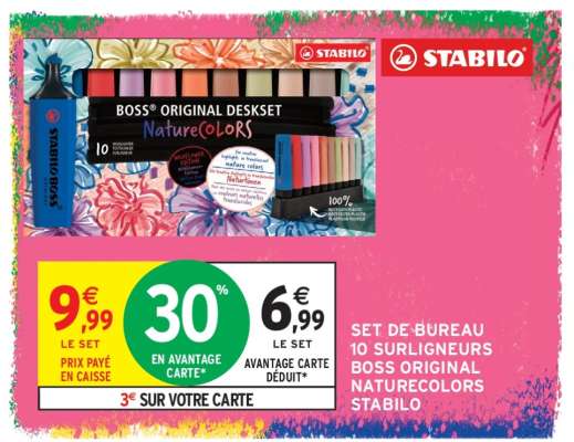 SET DE BUREAU 10 SURLIGNEURS BOSS ORIGINAL NATURECOLORS STABILO