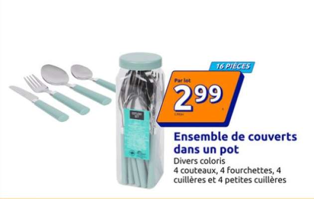 Ensemble de couverts dans un pot