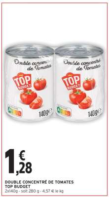 DOUBLE CONCENTRÉ DE TOMATES TOP BUDGET