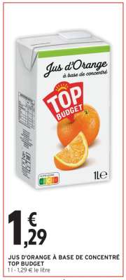Jus d'Orange à base de concentré