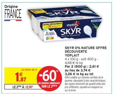 SKYR 0% NATURE OFFRE DÉCOUVERTE YOPLAIT
