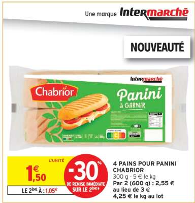 4 PAINS POUR PANINI CHABRIOR