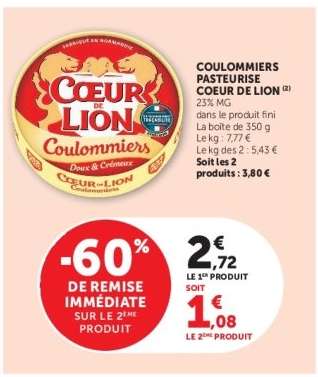 COULOMMIERS PASTEURISE COEUR DE LION