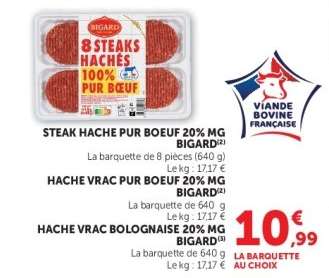 STEAK HACHE PUR BOEUF 20% MG BIGARD
