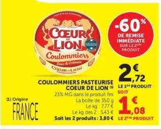 COULOMMIERS PASTEURISE COEUR DE LION