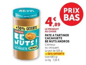 PÂTE À TARTINER CACAHUÈTE "BE NUTS ANDROS"