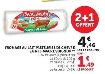 Fromage au lait pasteurisé de chèvre Sainte-Maure Soignon