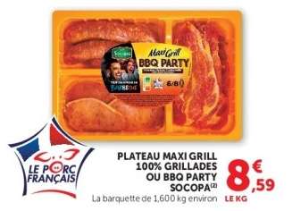 PLATEAU MAXI GRILL 100% GRILLADES OU BBQ PARTY SOCOPA