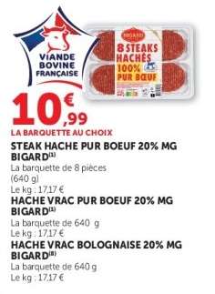 STEAK HACHE PUR BOEUF 20% MG BIGARD