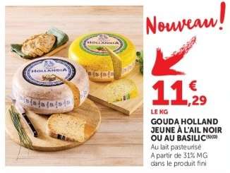 Gouda Holland Jeune à l'ail noir ou au basilic