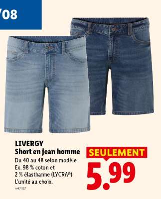 LIVERGY Short en jean homme