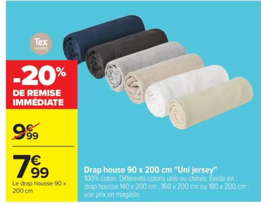 Drap house 90 x 200 cm "Uni jersey"