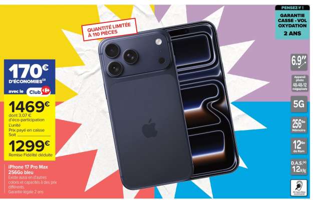 iPhone 17 Pro Max 256Go bleu