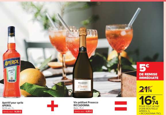 Apéritif pour spritz APÉROL + Vin pétillant Prosecco RICCADONNA