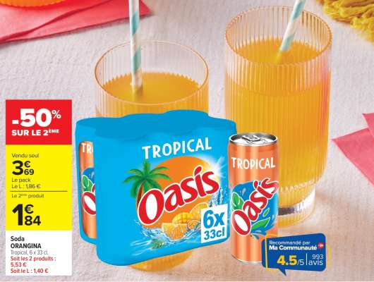 Soda ORANGINA Tropical 6 x 33 cl