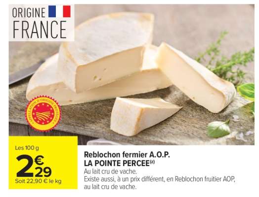 Reblochon fermier A.O.P. LA POINTE PERCEE