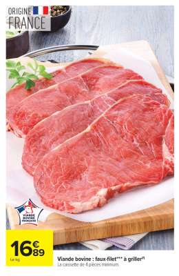 Viande bovine : faux-filet*** à griller