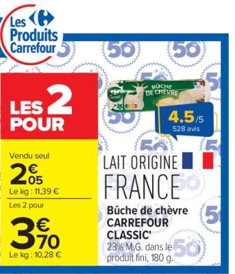 Bûche de chèvre CARREFOUR CLASSIC'