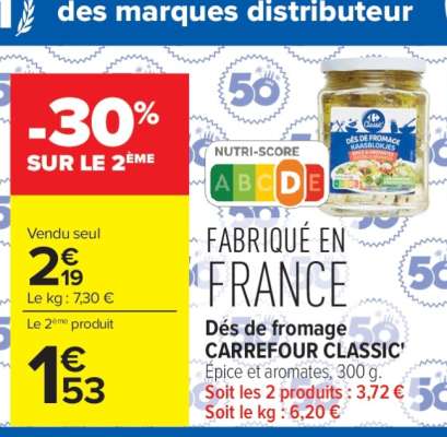 Dés de fromage CARREFOUR CLASSIC'