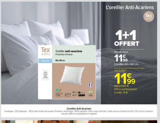 L'oreiller Anti-Acariens