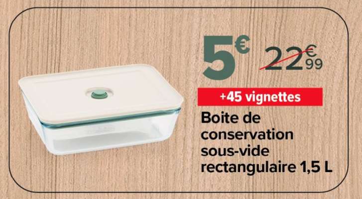 Boite de conservation sous-vide rectangulaire 1,5 L