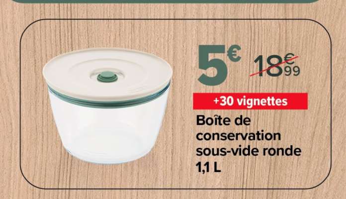 Boîte de conservation sous-vide ronde 1,1 L